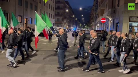 Nazi salutes made during demonstration honoring Sergio Ramelli in Milan