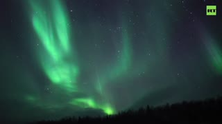 Northern lights lit up sky over Murmansk Region, Russia