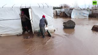 Refugee camps with displaced Syrians flooded in Lebanon