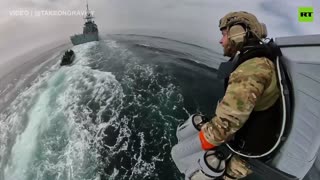 Royal Marine boards speeding vessel... with a JETPACK