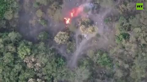 Moment Mexican drug cartel drops bombs on rivals using drone