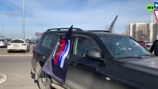 Russian drivers join car rally in support of Ukraine military op
