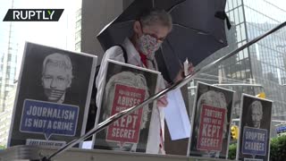 Protesters celebrate Assange’s 50th birthday outside British Consulate in NYC