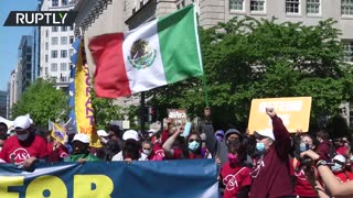 Hundreds hold demonstration for migrant rights near Capitol in Washington, DC
