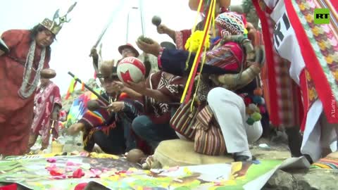 Peruvian shamans perform rituals in support of national football team for FIFA World Cup