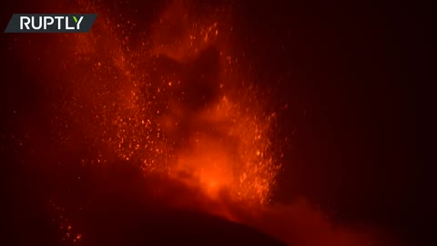 Mt. Etna emits fountains of lava in its latest eruption