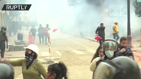 Clashes break out as Fujimori supporters attempt to force govt palace's gates in Lima, Peru