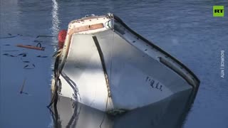 Tsunami Flips Japanese Fishing Boats in Kochi Prefecture