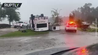 Suspected tornado wrecks trailers and injures several people at Georgia's Eagle Hammock RV Park