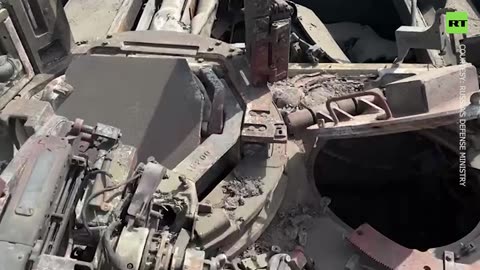 Russian troops destroy and haul away US-made Abrams tank