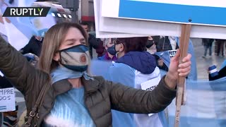 Demonstrators protest against COVID restrictions at Buenos Aires rally