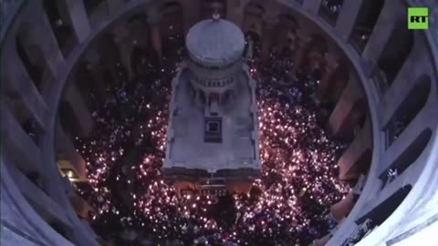 Holy Fire descends at the Church Of Holy Sepulchre In Jerusalem