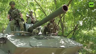 2S9 Nona-S self-propelled mortar strikes Ukrainian positions