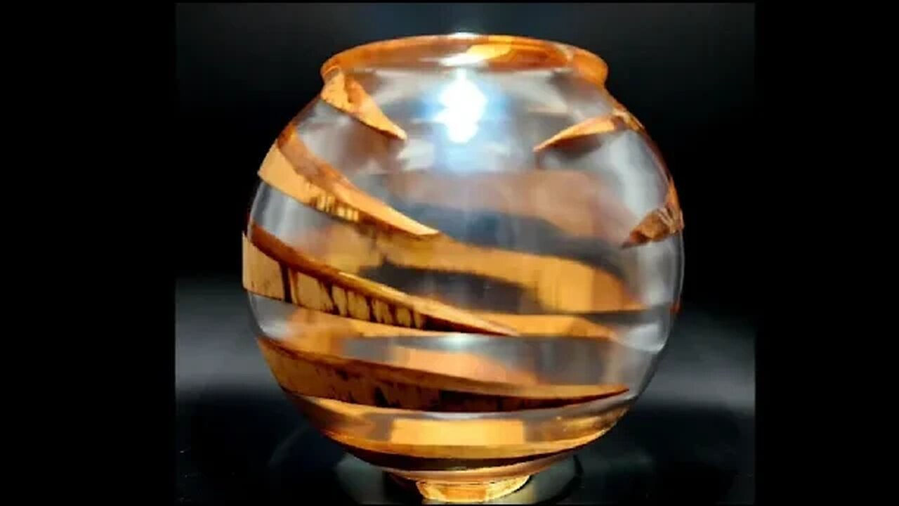 Tiger Country Vase turned from willow wood, clear resin, power carving techniques used Resin Art