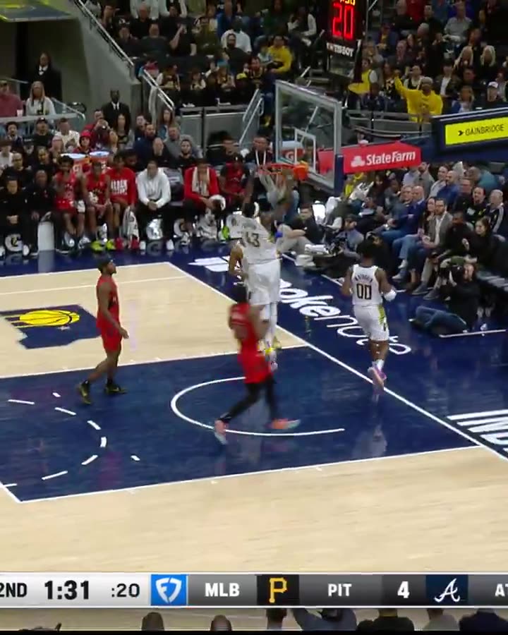 Indiana Pacers - defense ๐ offense Myles Turners block leads to Pascal Siakams easy jam.