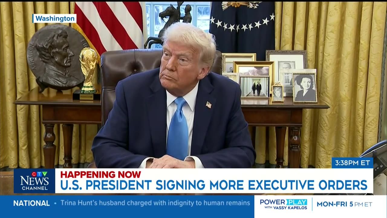 Trump on Chinas retaliatory tariffs, trade discussions with Canada and Mexico