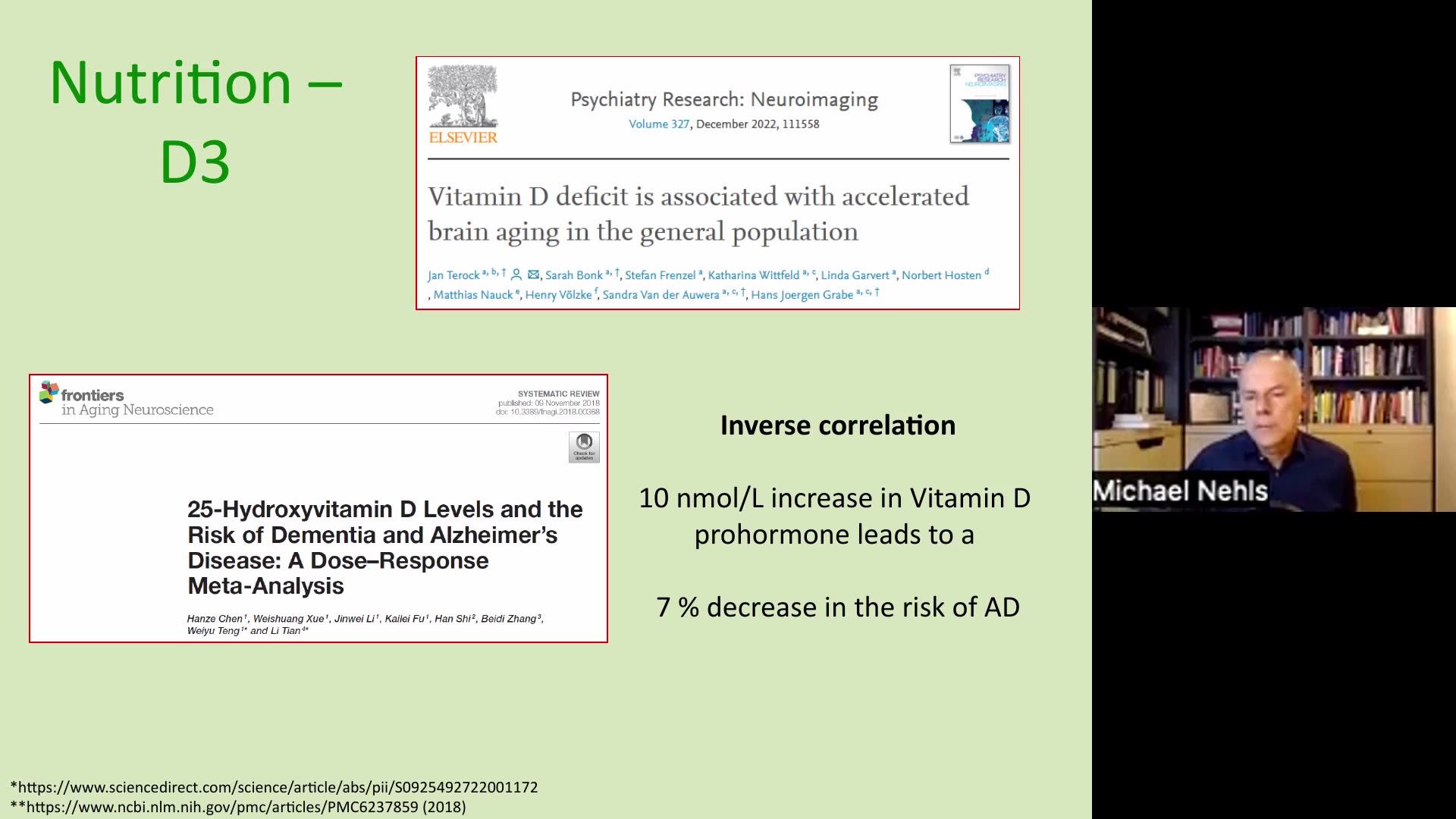 VD Lowers the Risk of Dementia and the Alzheimers Disease