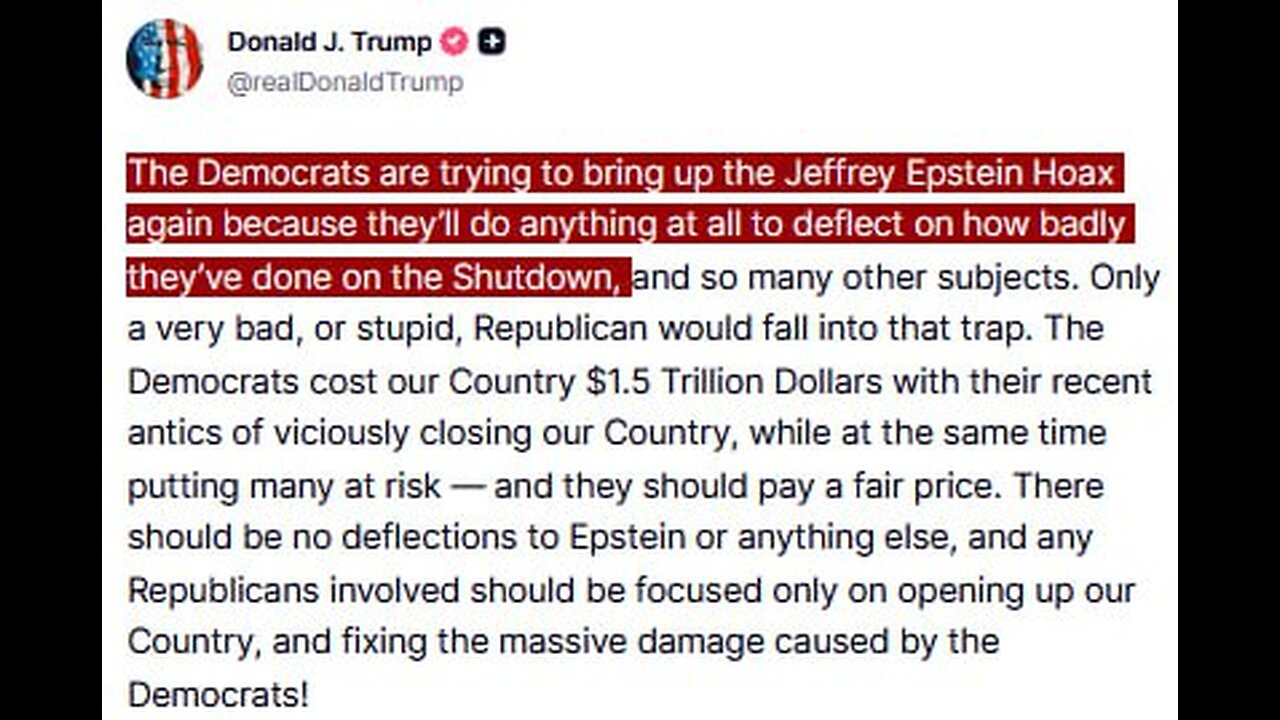 PRESS SEC. ON EPSTEIN FILES: This is truly a manufactured hoax by the Democrat Party.