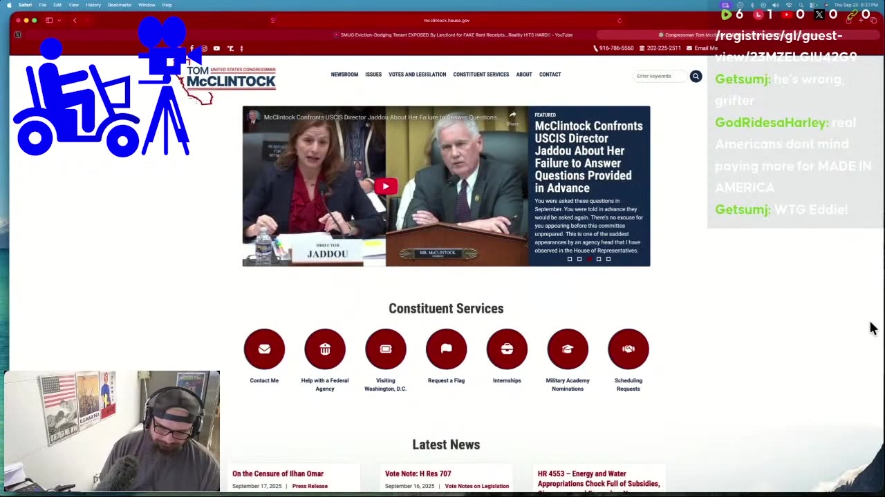 Congressman Tom McClintocks Conference Call and my response