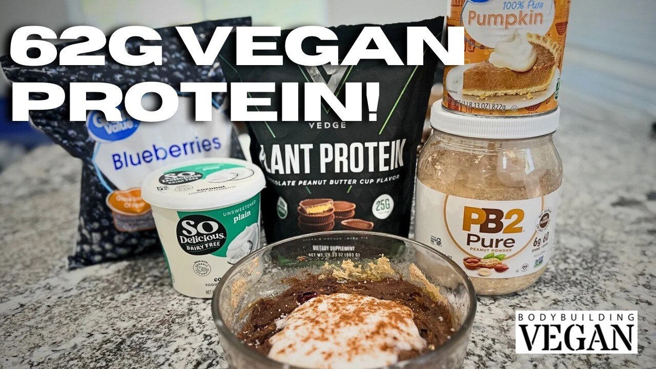 FAVORITE PRE-WORKOUT MEAL! Vedge Chocolate Peanut Butter Pumpkin Cream of Rice! 62g VEGAN PROTEIN