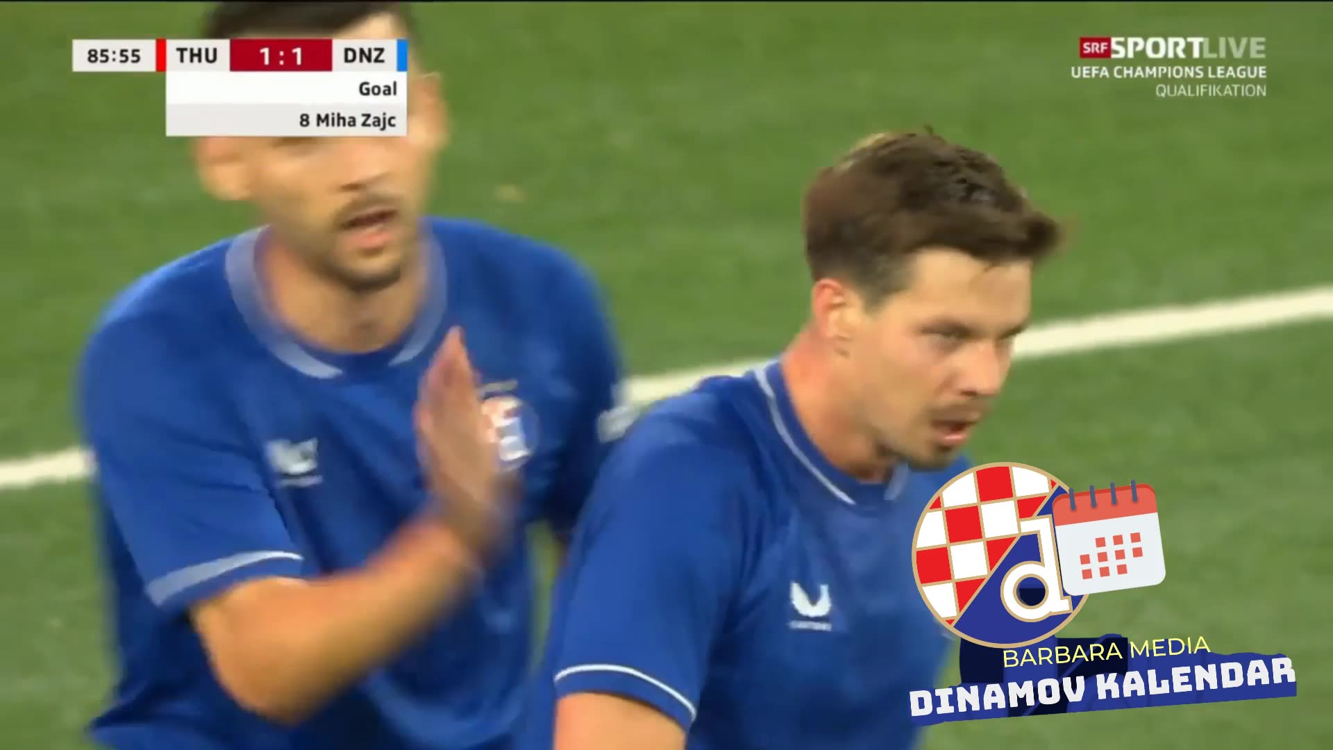 Gol M.Zajca Thun vs Dinamo 1-1 (Kvalifikacije za Ligu Prvaka 2026-2027)