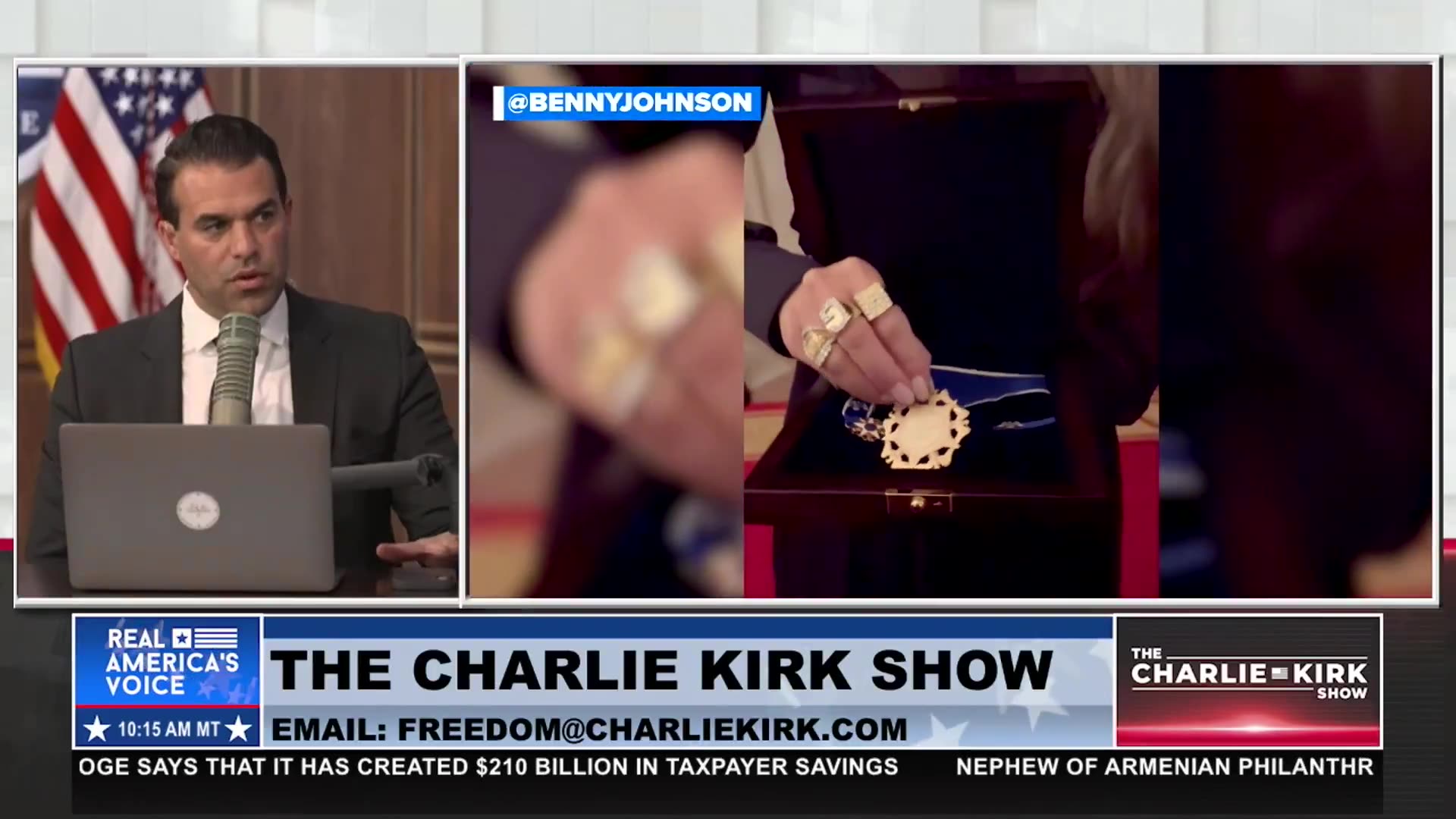 A CROSS ENGRAVED ON CHARLIE KIRKS MEDAL OF FREEDOM