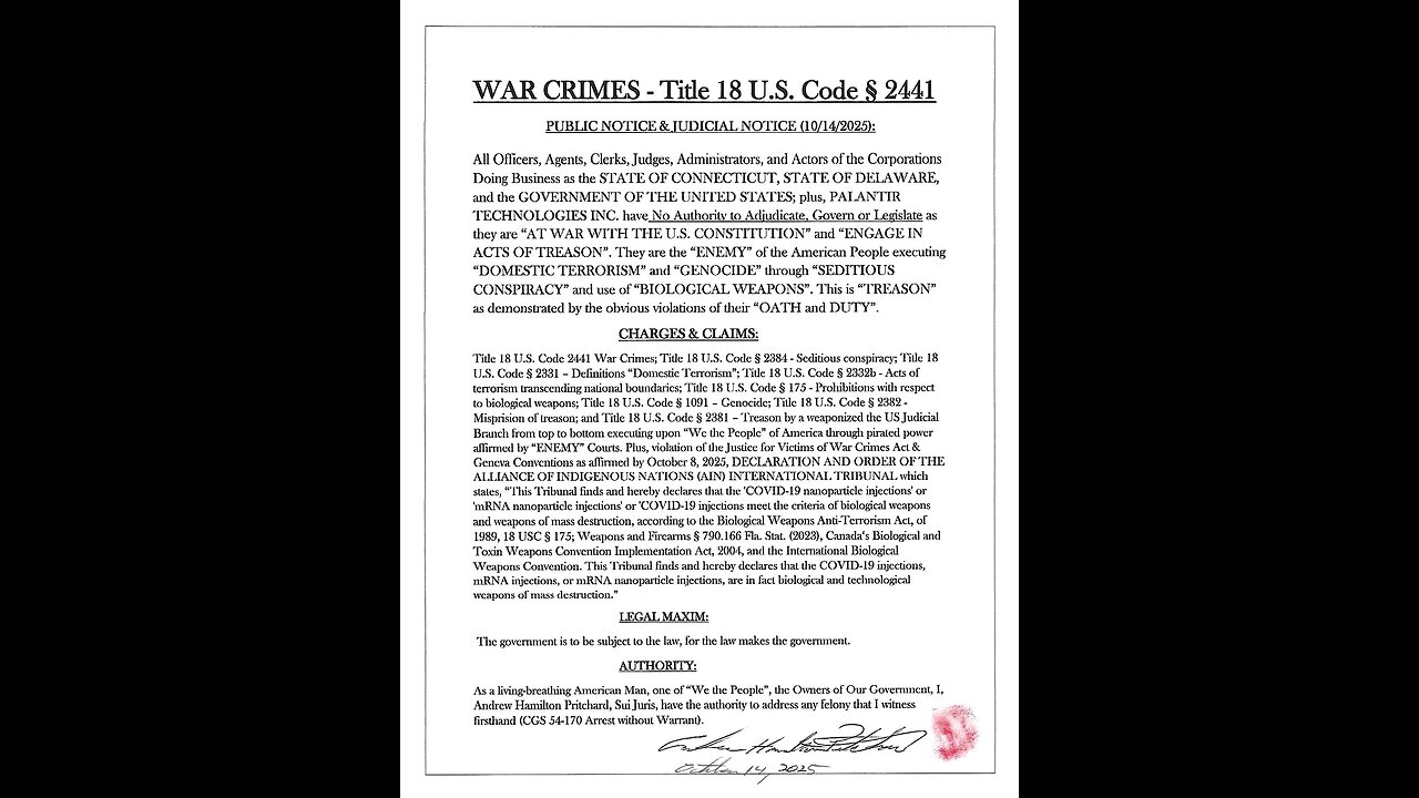 Warp Speed - WAR CRIMES - Title 18 U.S. Code § 2441
