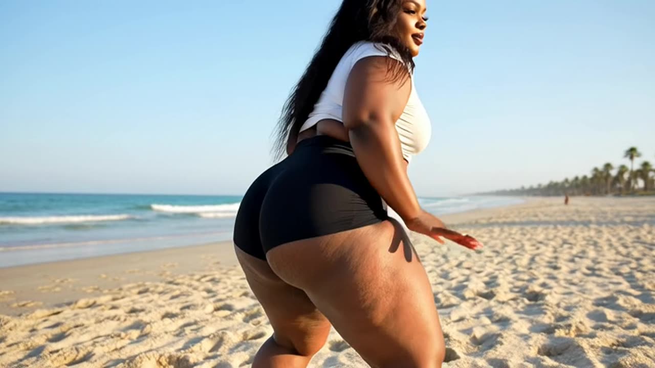 π₯ Big Booty BBW Twerking Plus Size Girls Ebony TikTok huge ass in beach