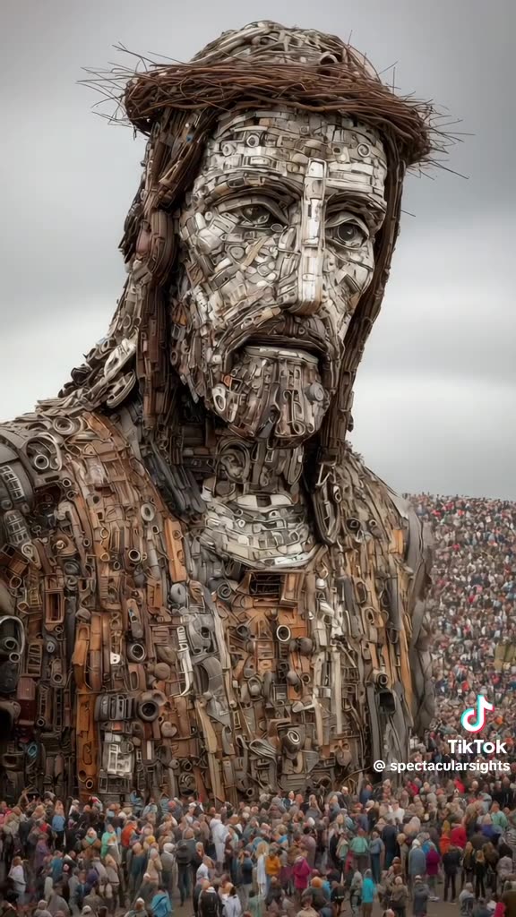 THE CHRIST OF THE BROKEN WORLD STANDS NEARLY 100 FT TALL