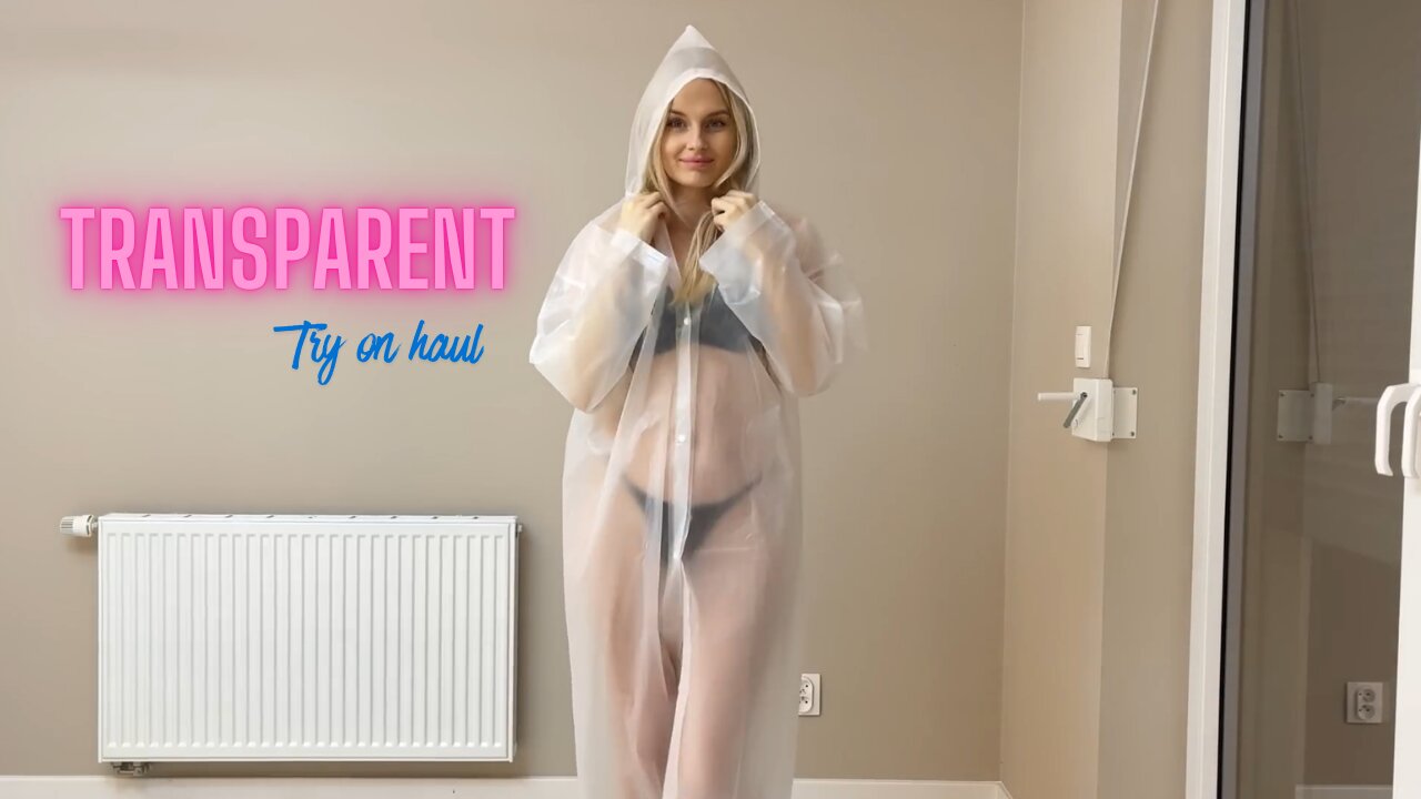 Clear White Raincoat Try-On | Soft, Clean & Cozy Look 4K