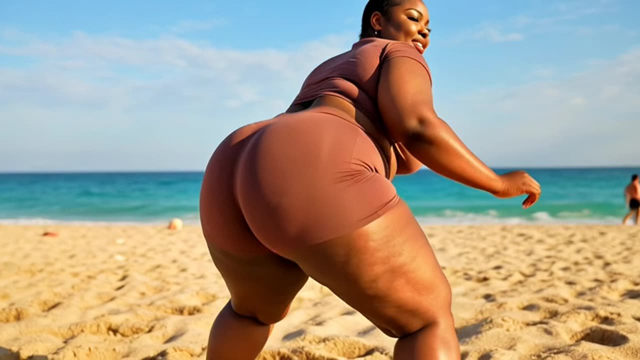 π₯ Big Booty BBW Twerking Plus Size Girls Ebony TikTok huge ass in beach