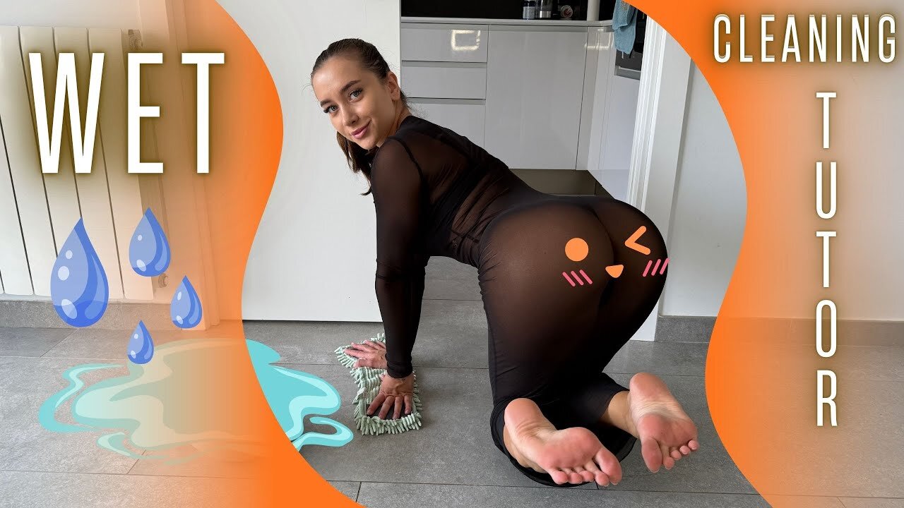 Cleaning with Transparent Clothes | No Bra Challenge 2024 Trend New