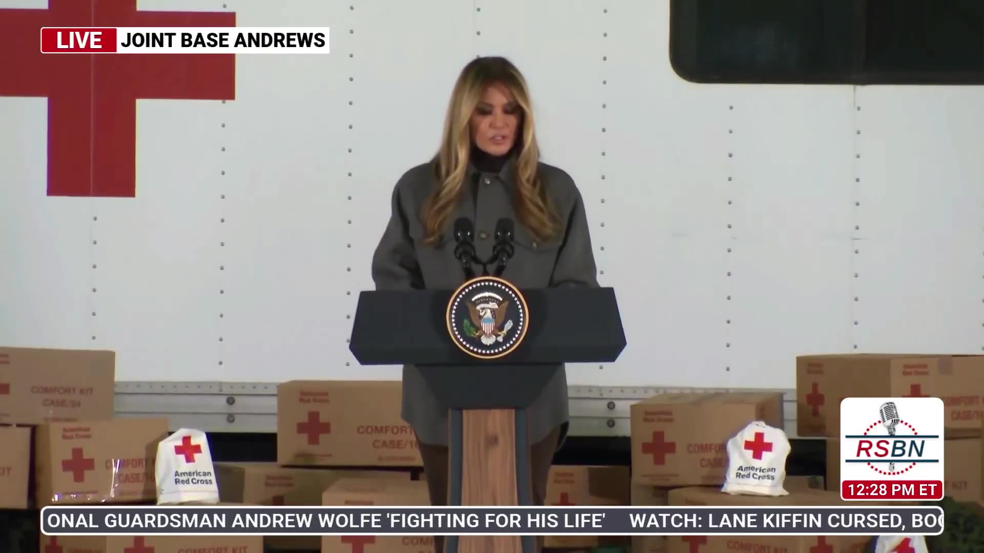 Melania Trump and Usha Vance Host a Care Package Event at Joint Base Andrews
