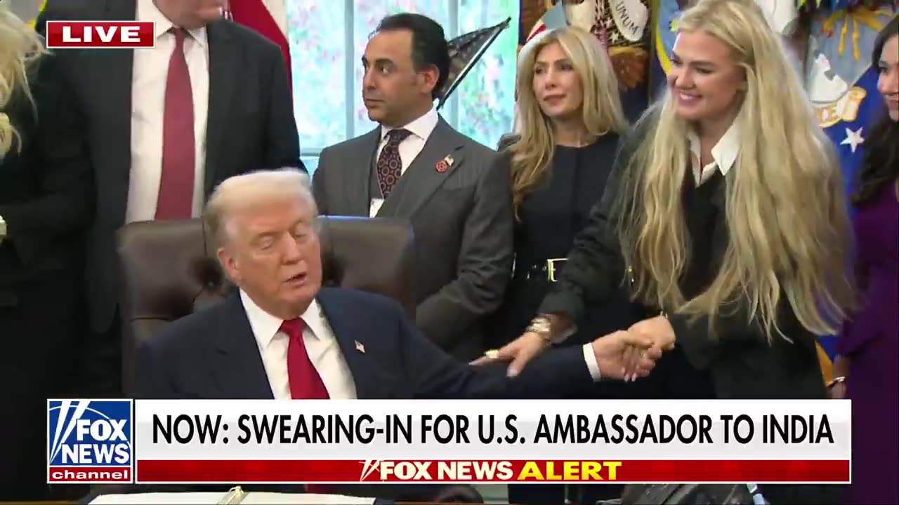 NOW: President Trump calls over Erika Kirk in the Oval Office