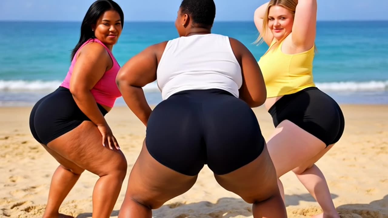 π₯ Big Booty BBW Twerking Plus Size Girls Ebony TikTok huge ass in beach