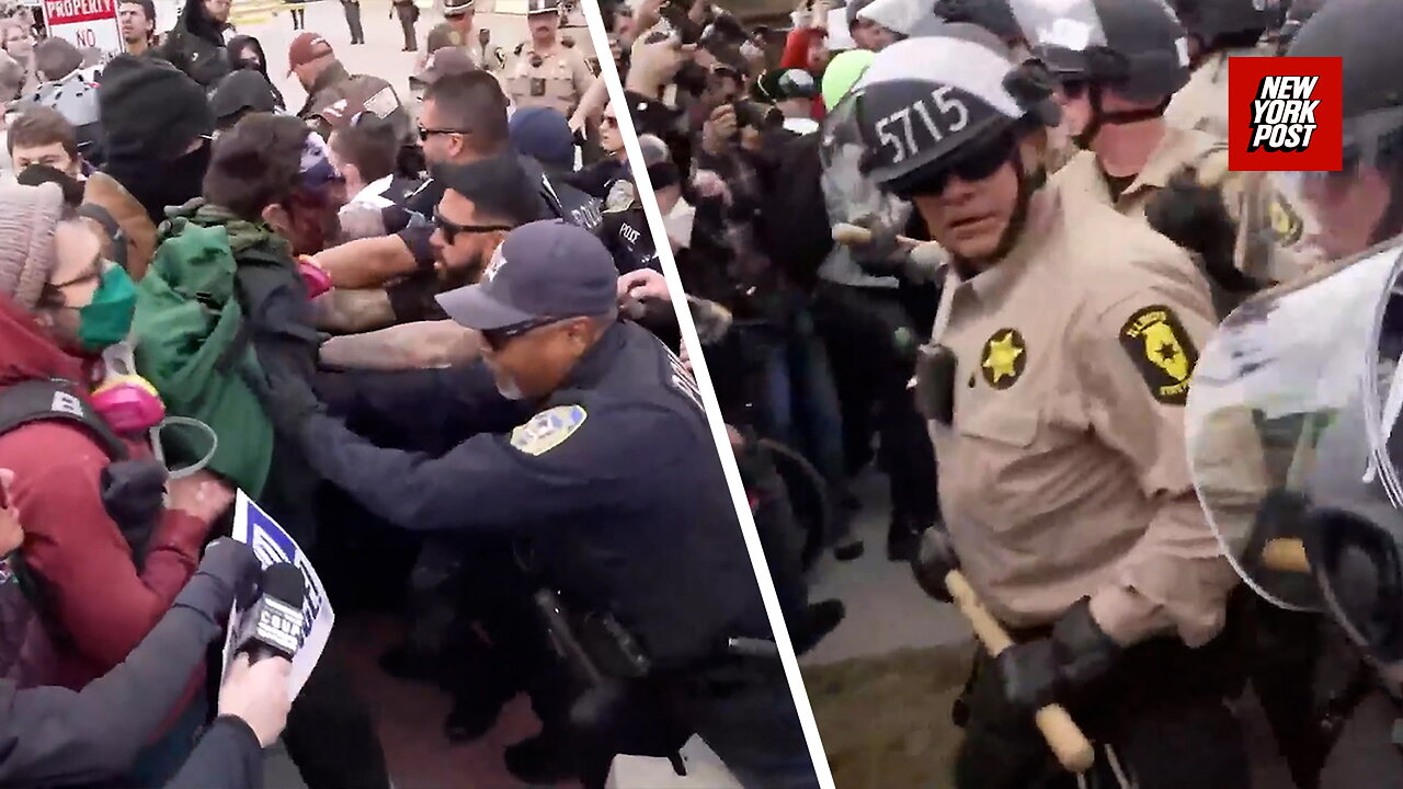 Theyre hitting us with f–king sticks: Police scuffle with protestors outside Broadview ICE facility