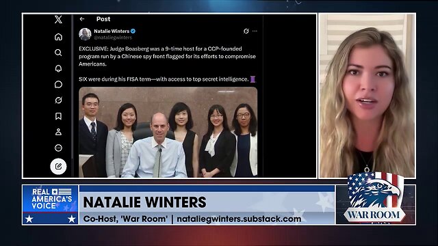 NATALIE WINTERS: Through A CCP-Backed Exchange Program, Judge Boasberg Hosted Chinese Nationals Nine Times, Including Six Times While He Sat On The FI