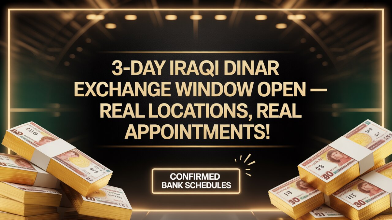🚨 3-Day Iraqi Dinar Exchange Window OPEN — Real Locations, Real Appointments! 🏦💰 💥 Today IQD News!