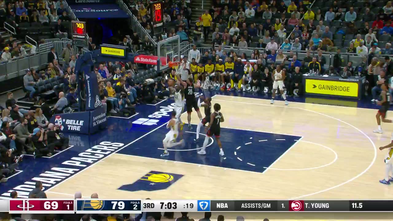 NBA - Haliburton up to 10 assists midway through the 3rd ๐
