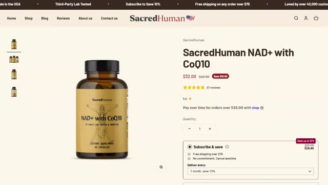 SacredHuman 20% off Labor Day Sale extended through today only! NAD+Coq10 for healthy aging and incredible Energy!