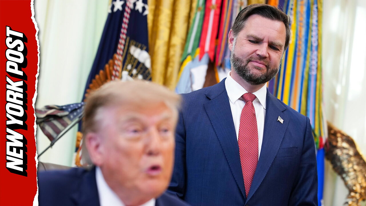 Watch Vance's face turn bright red when Trump dodges 2028 endorsement question thumbnail