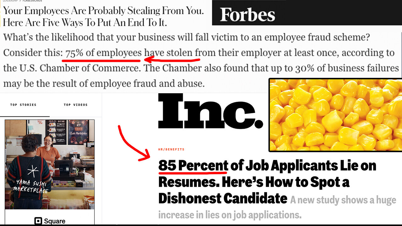 How to Find Good Employees | Finding Kernels of Corn In a World of Vomit + 85% of Job Applicants Lie On Resumes. - Inc Magazine + 75% of Employees Steal from Their Employer. - Forbes + 5 Proven Steps for Hiring A-Players
