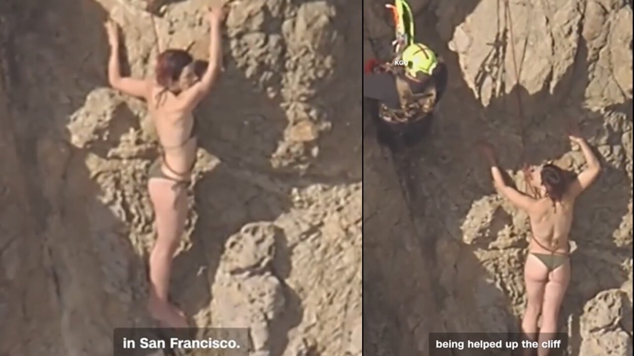 Woman Rescued After Clinging To The Side of a Cliff