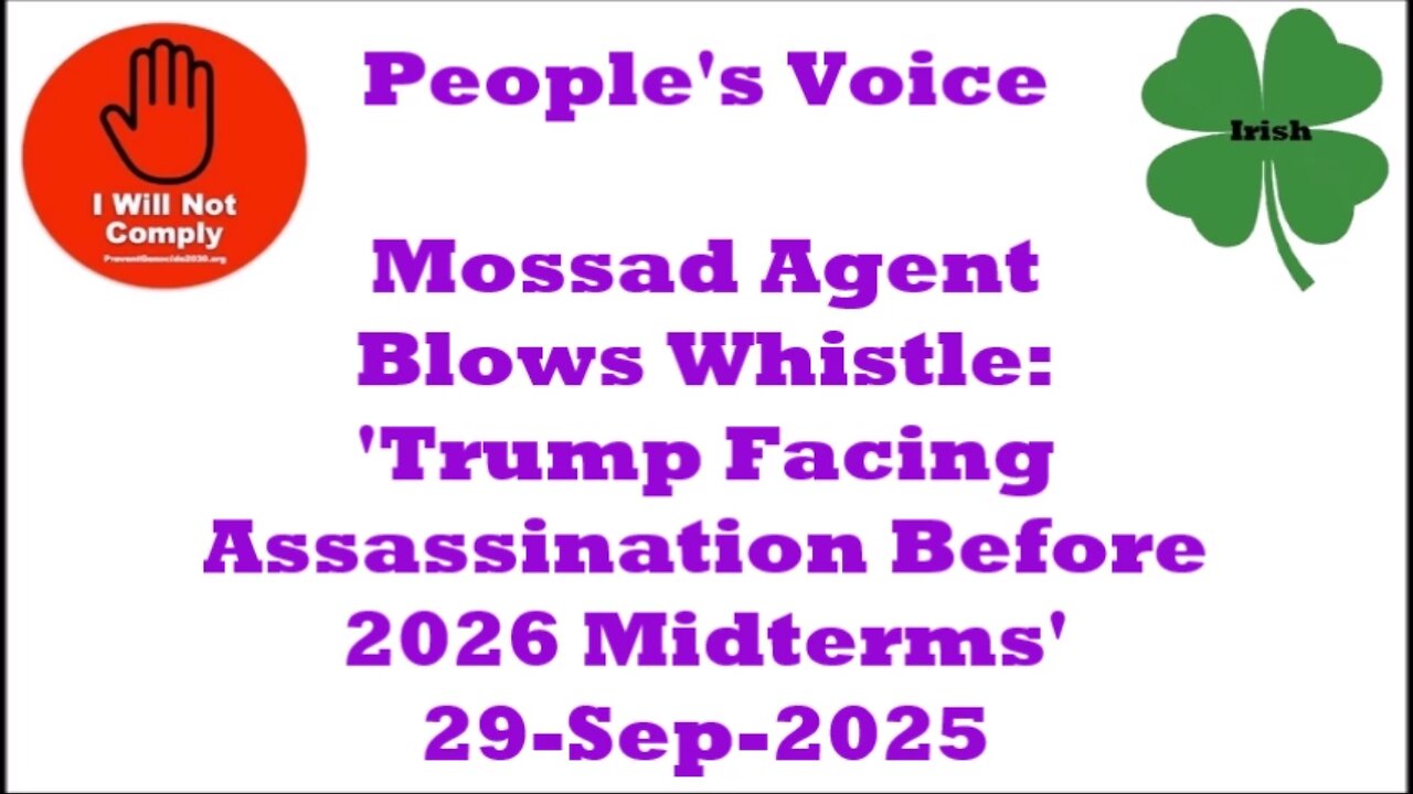 Mossad Agent Blows Whistle Trump Facing Assassination Before 2026 Midterms 29-Sep-2025