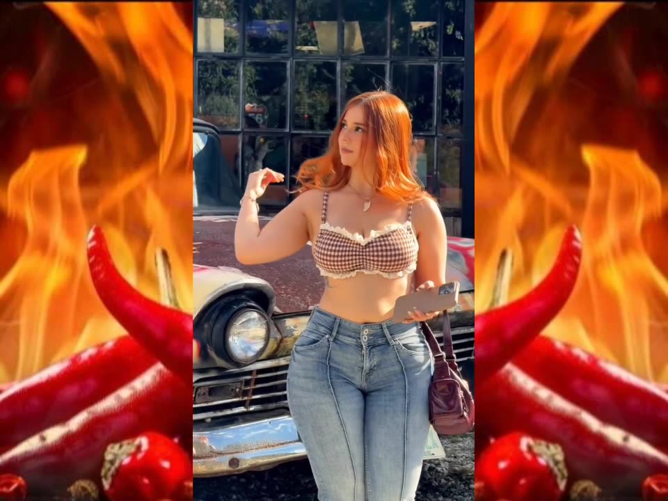 π Pretty Red Head With Vintage Car π―π₯