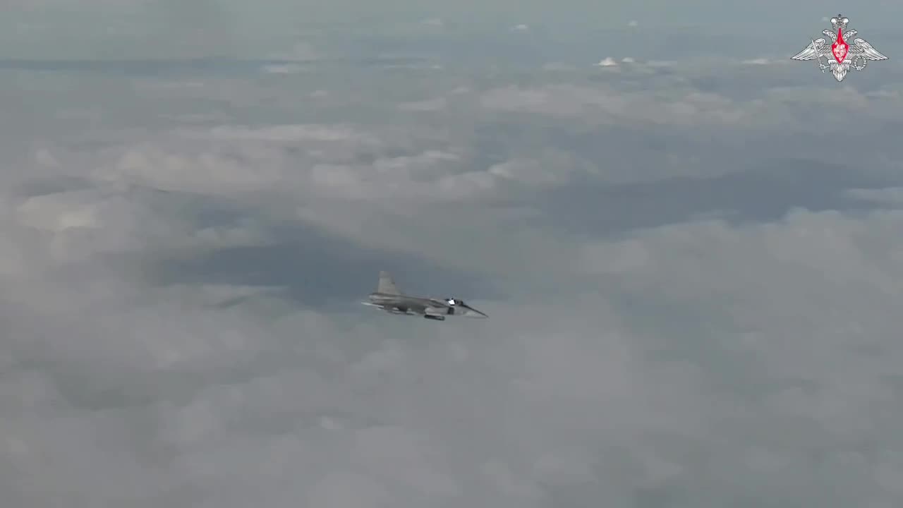The long-range bombers Tupolev Tu-22M3 of the Russian Aerospace Forces carried out a scheduled
