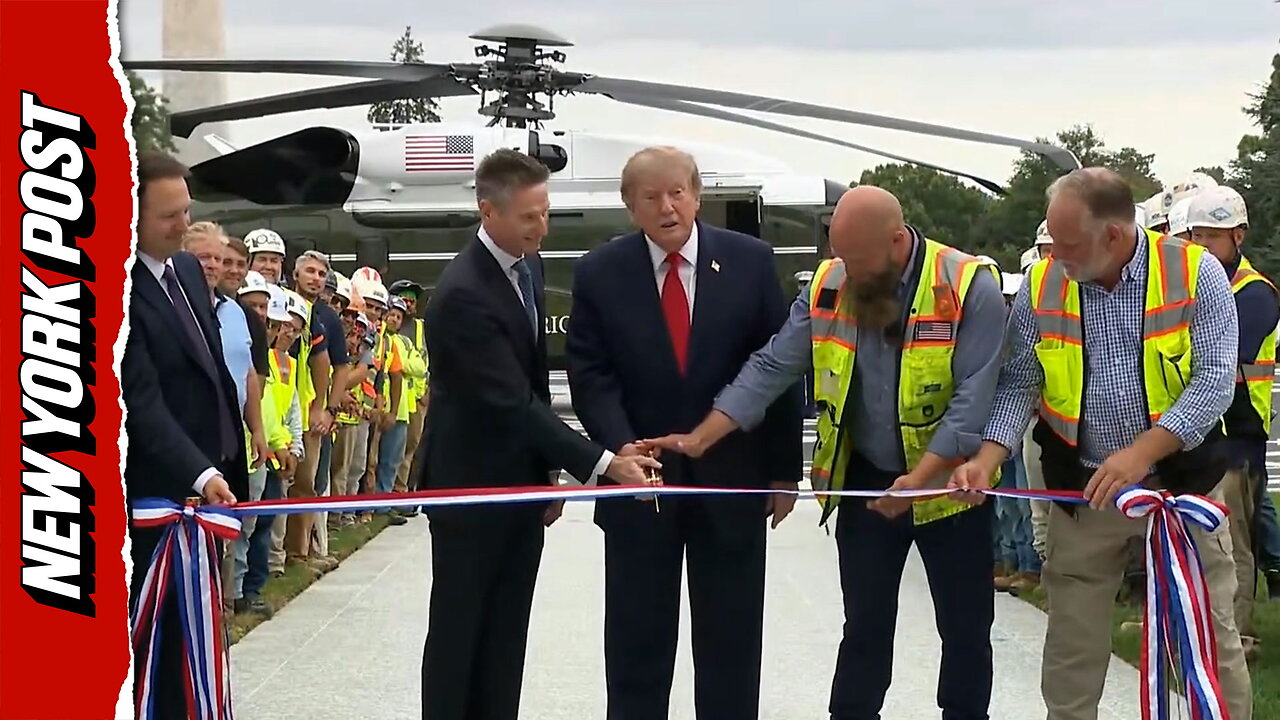 Trump Unveils New White House Helipad In South Lawn Ceremony, Networks Refuse To Air It thumbnail