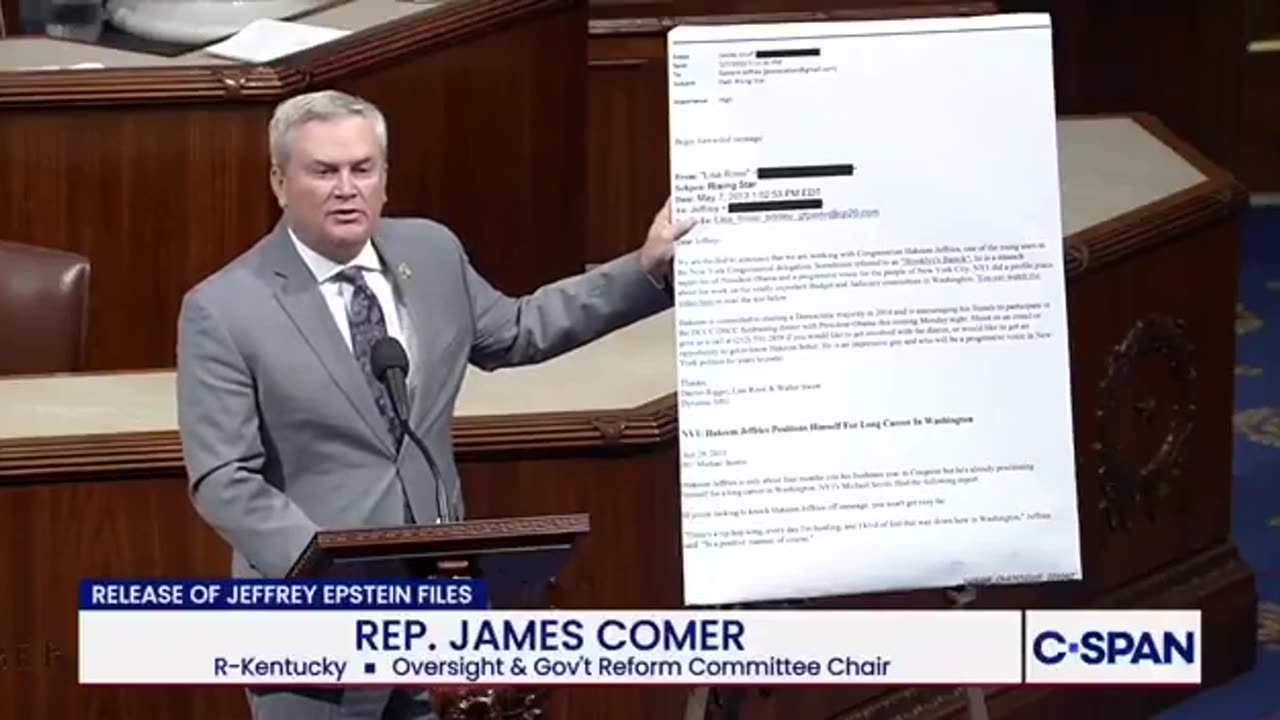 🚨 BRUTAL! Rep Comer Reads ENTIRE Email Where Hakeem Jeffries team BEGGED Epstein for money!