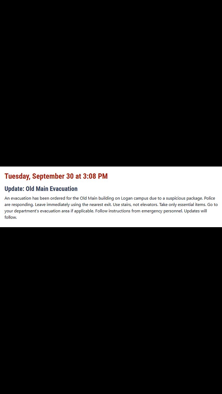 IN: Evacuation ordered on Utah State University Campus due to possible bomb threat,