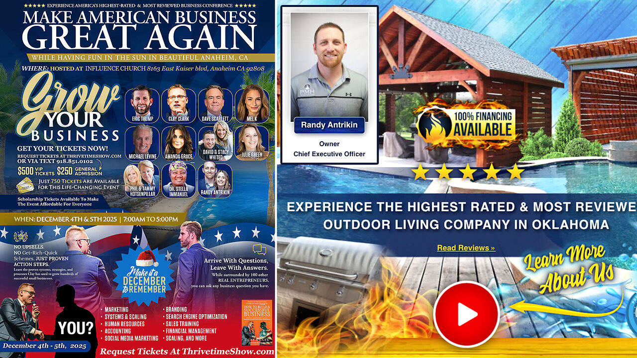 Outdoor Home Remodeling | How to Grow a Successful Outdoor Home Remodeling Business + Celebrating the EPIC Growth of PMHOKC.com + Join Eric Trump At Clay Clarks Dec. 4-5 ThrivetimeShow.com Business Conference